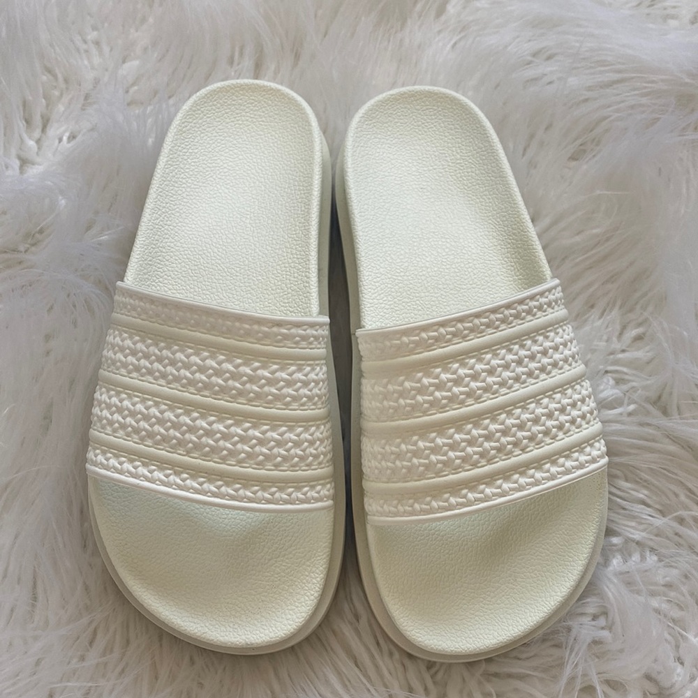 Adidas platform slides in white size 8